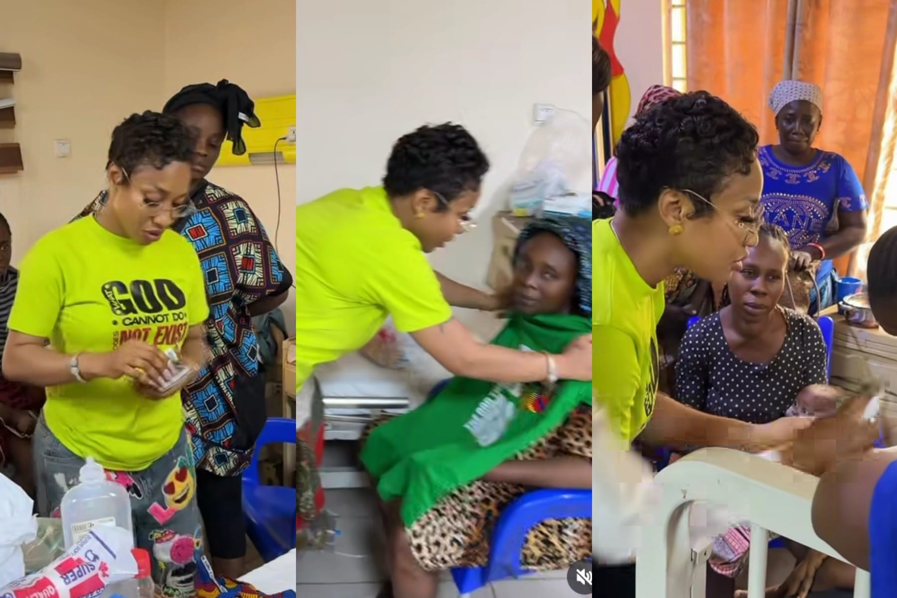 Tonto Dikeh Visits Abuja Hospital, Prays For Patients, Gives Gifts (Video)