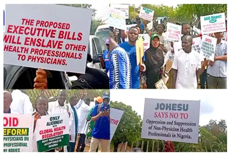 Just In: Health Workers Protest Controversial Reform Bills In Abuja