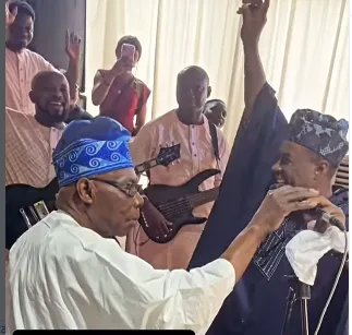K1 Prostrates Before Obasanjo at Olota of Ota’s 60th Birthday