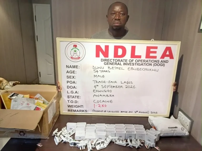 NDLEA Arrests Convicted Trafficker Posing as Tea Seller Over Saudi-Bound Cocaine Shipment