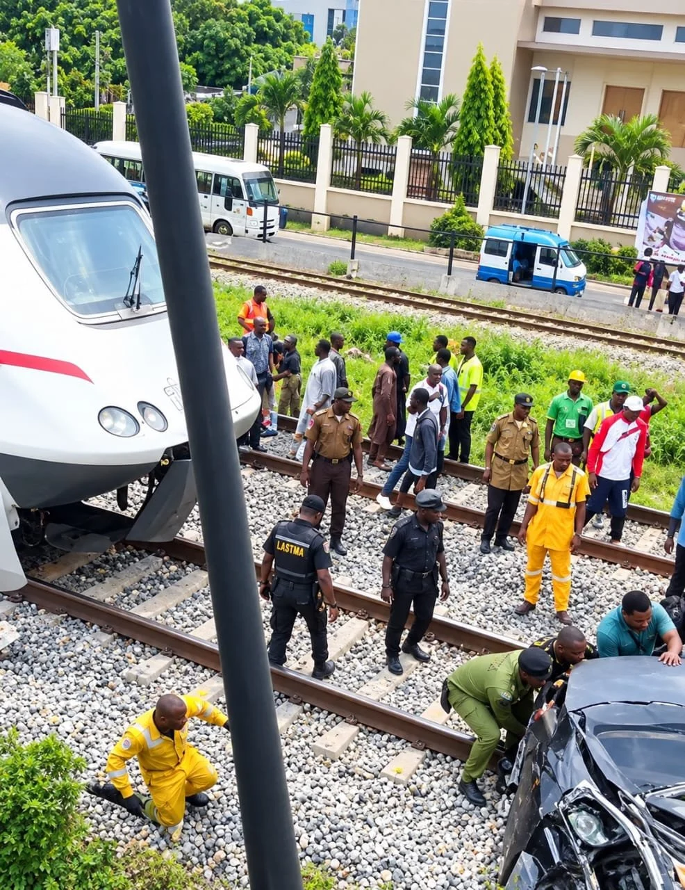 Motorist Miraculously Escapes Death as Train Collides with Vehicle in Lagos