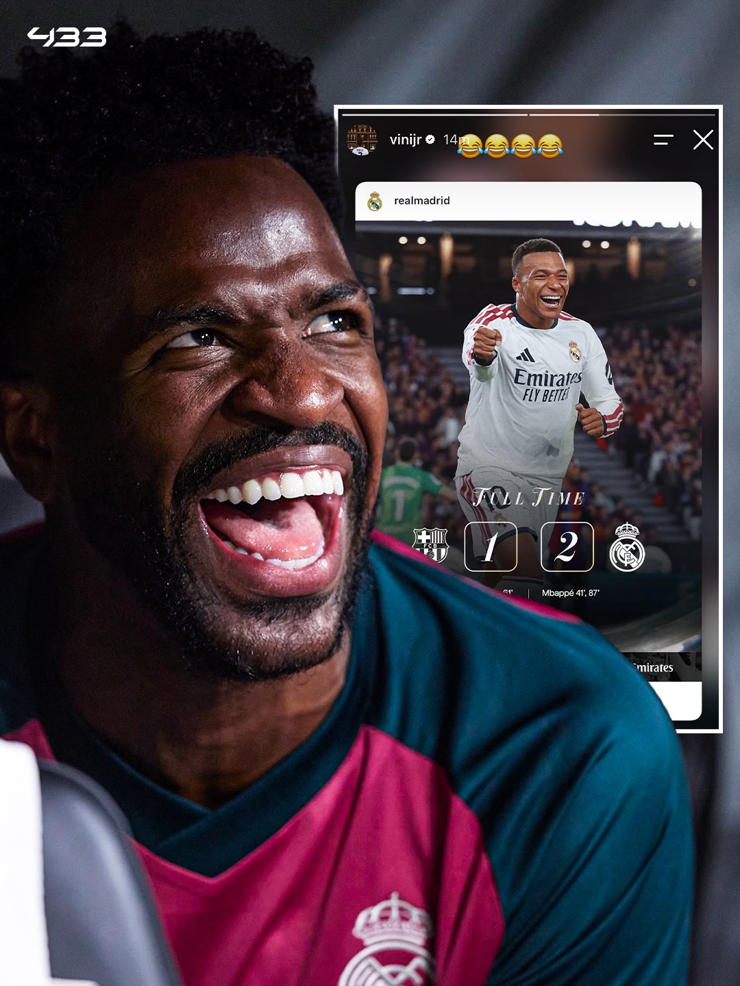 Vinicius Celebrates Real Madrid’s Clásico Win With Laughing Emojis