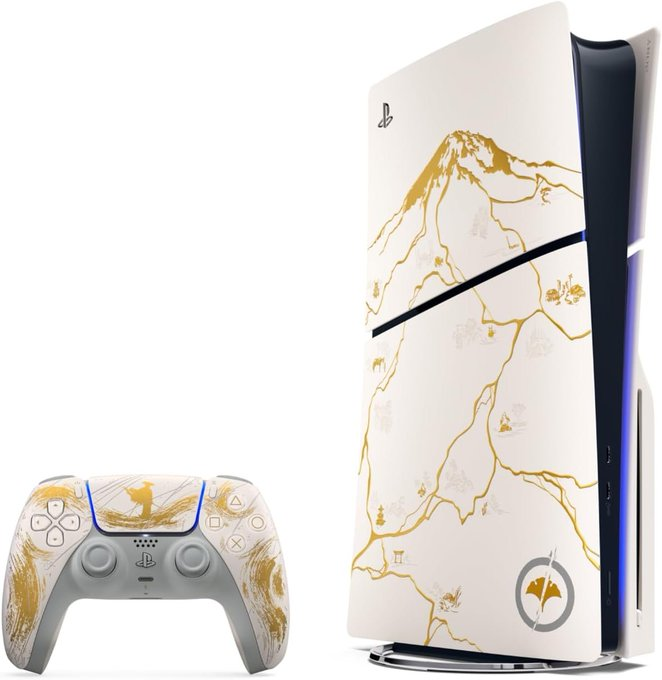Pack do console PlayStation®5 Slim Com Leitor – Edição Limitada Ouro - Ghost of Yōtei
