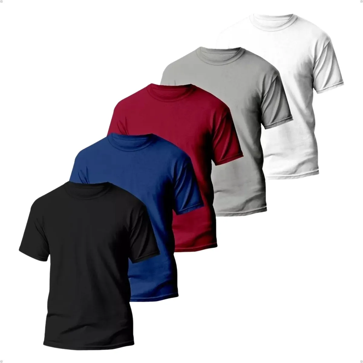 Kit 5 Camisetas Básicas Masculina Tradicional