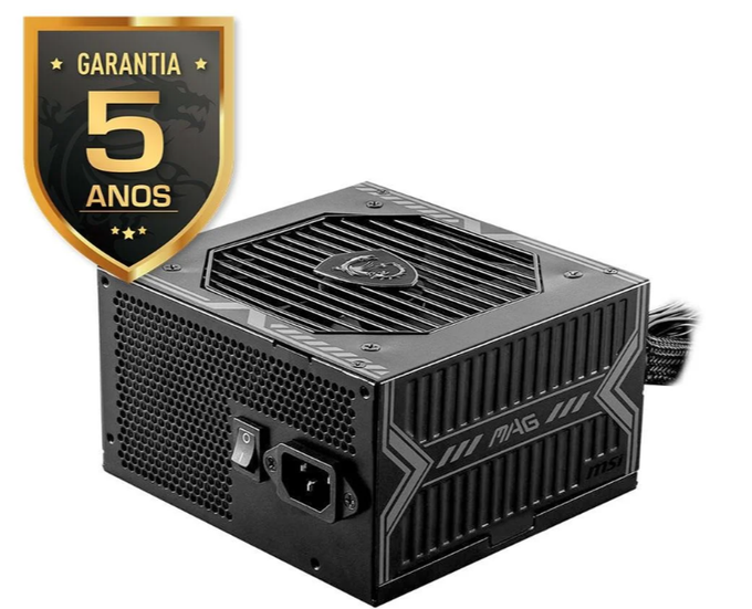 Fonte MSI MAG A650BN, 650W, 80 Plus Bronze, PFC Ativo, Com Cabo, Preto