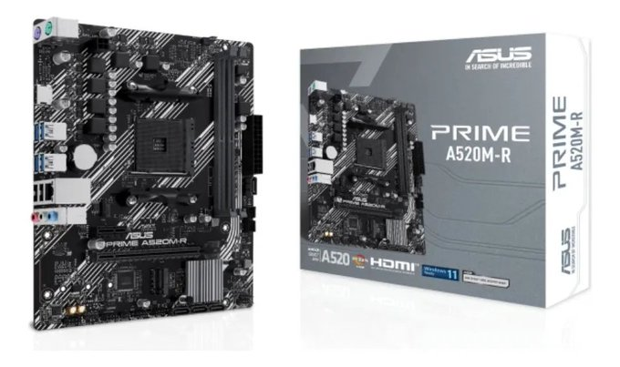 Placa Mãe Asus Prime A520M-R, AM4