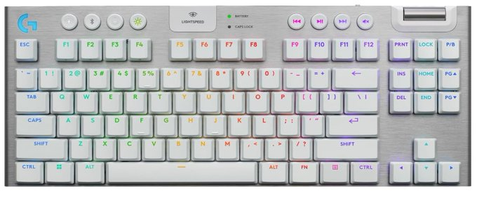 Teclado Mecânico Gamer Sem Fio Logitech G915 X LIGHTSPEED com Design TKL,RGB LIGHTSYNC, Branco