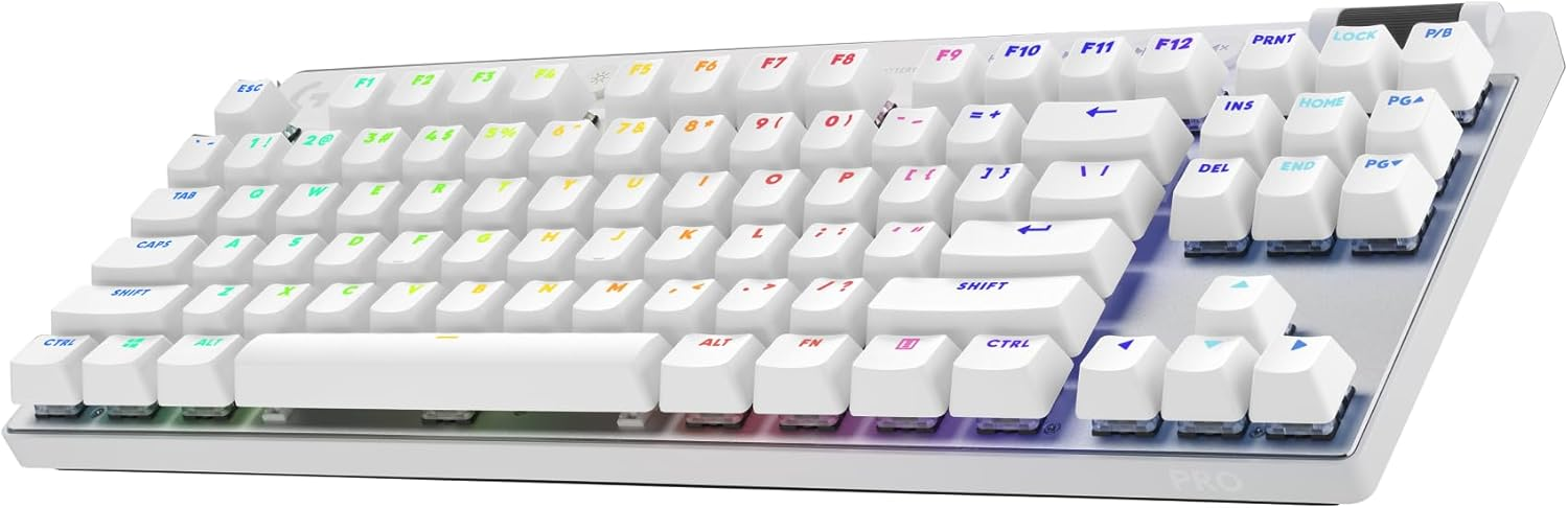 Teclado Gamer Sem Fio Logitech G PRO X, TKL, US, RGB LIGHTSYNC, LIGHTSPEED, Switch GX Brown Tactile, Branco