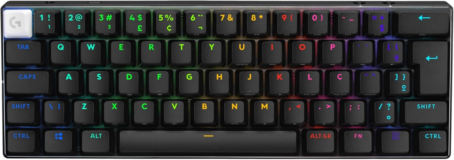 Teclado Mecânico Gamer Sem Fio Logitech G PRO X, LIGHTSPEED, TKL 60%, Switch Óptico GX Tactile, RGB LIGHTSYNC, Preto