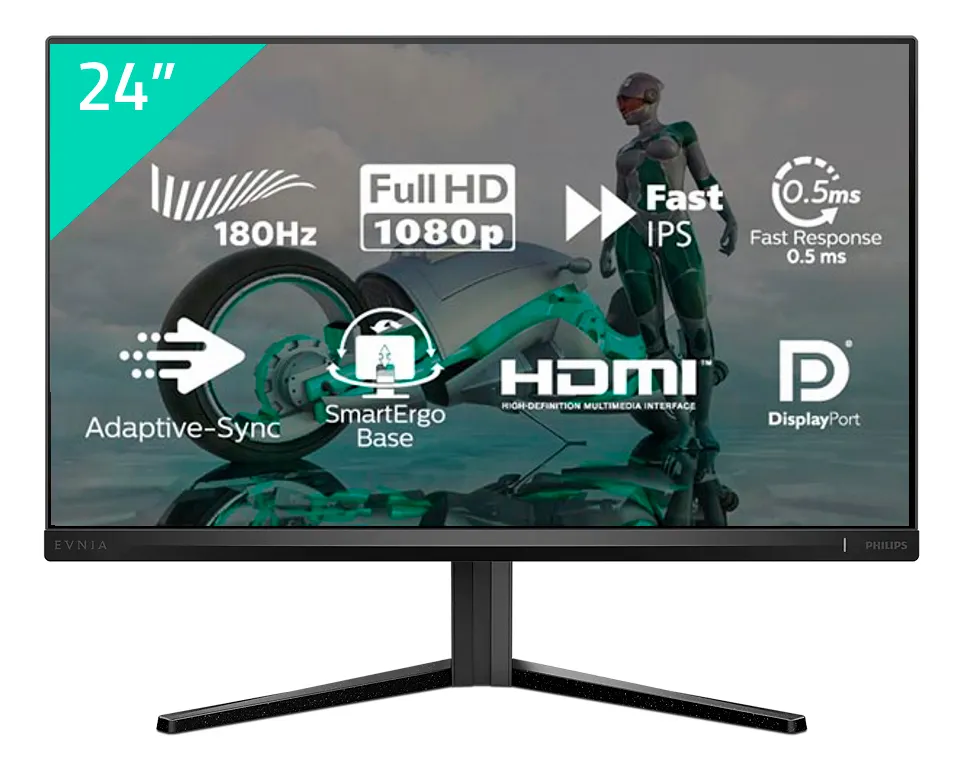 Monitor Gamer Philips 24 Evnia, IPS, 180hz, 0,5ms, 24M2N3200l, Preto