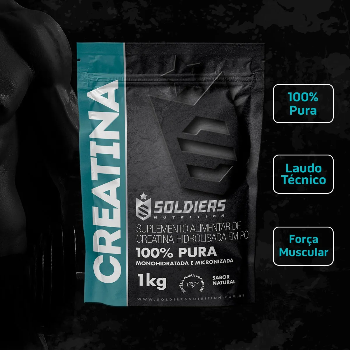 Creatina 1kg Suplemento Monohidratada em pó 100% Pura - Soldiers Nutrition