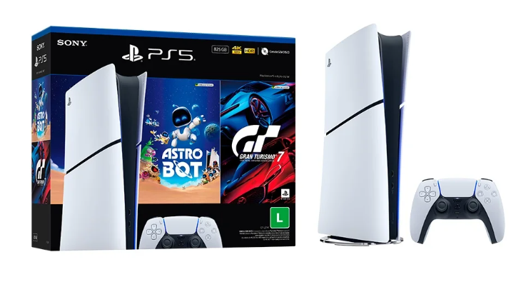 Console Sony PlayStation 5, Edição Digital, SSD 825GB, Controle Sem Fio DualSense + 2 Jogos Digitais