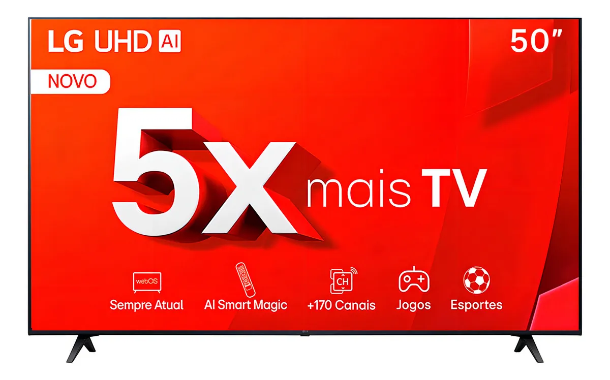 Smart TV LG 50" 4K UHD HDR ThinQ AI, Wi-Fi, Bluetooth, Alexa, Apple AirPlay, 50TU801C0SA