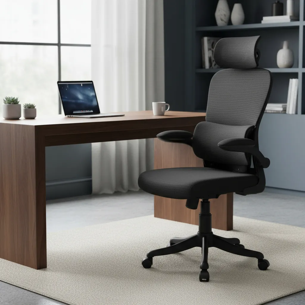 Cadeira de Escritório Ergonômica Luvinco Genebra B500, Suporte Lombar, Estofado Mesh, Preto