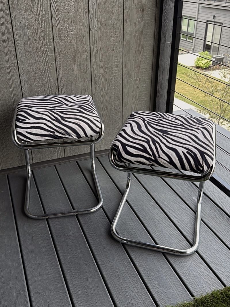 The same stools reupholstered and cleaned