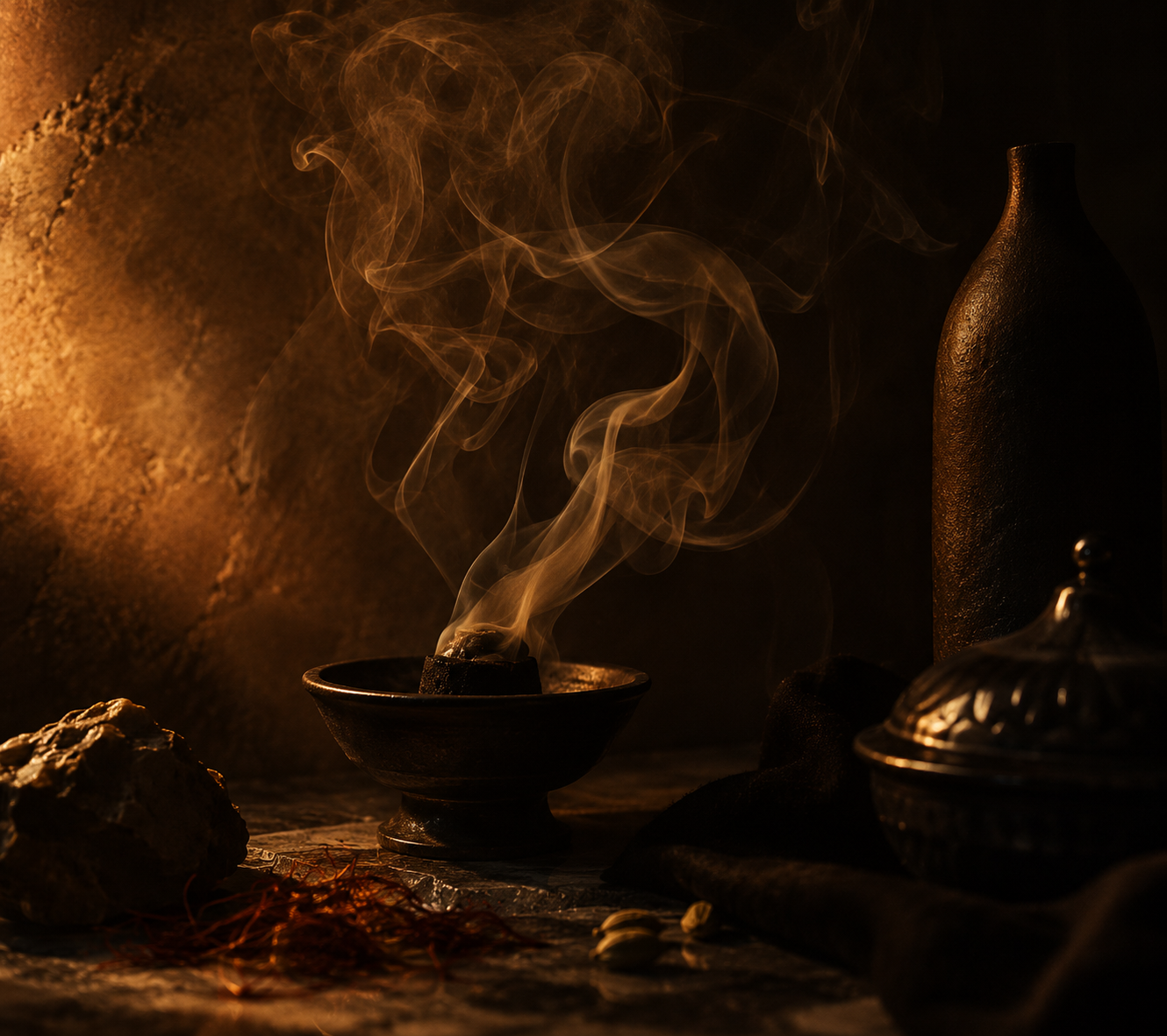Incense smoke rising