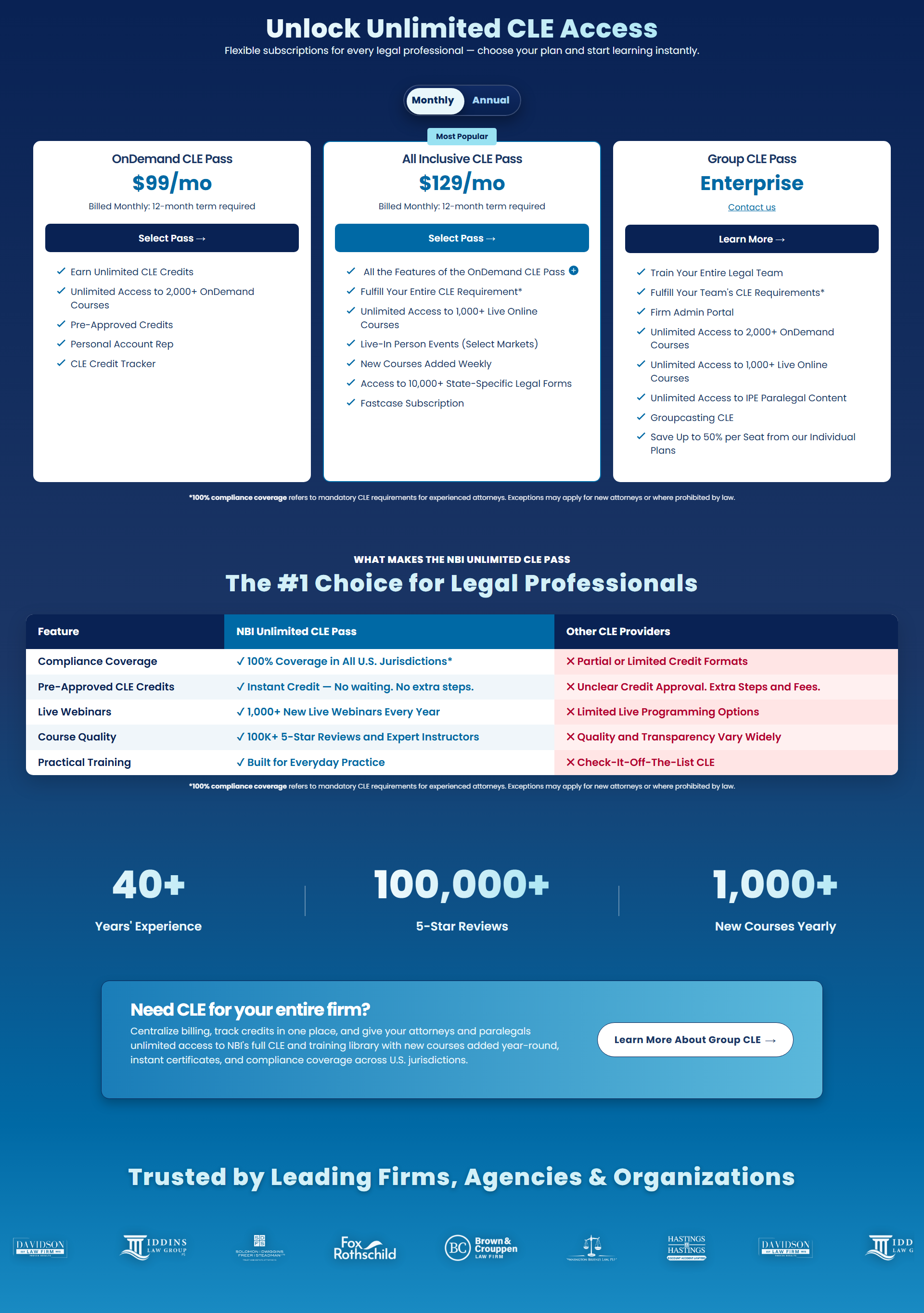 NBI subscription page after redesign