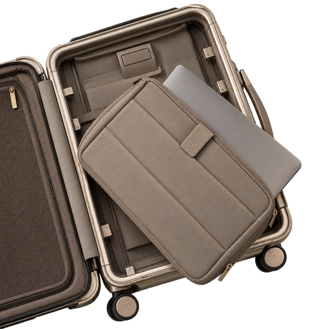 The detachable 16 inch laptop sleeve with a laptop inside PASSAGE ONE