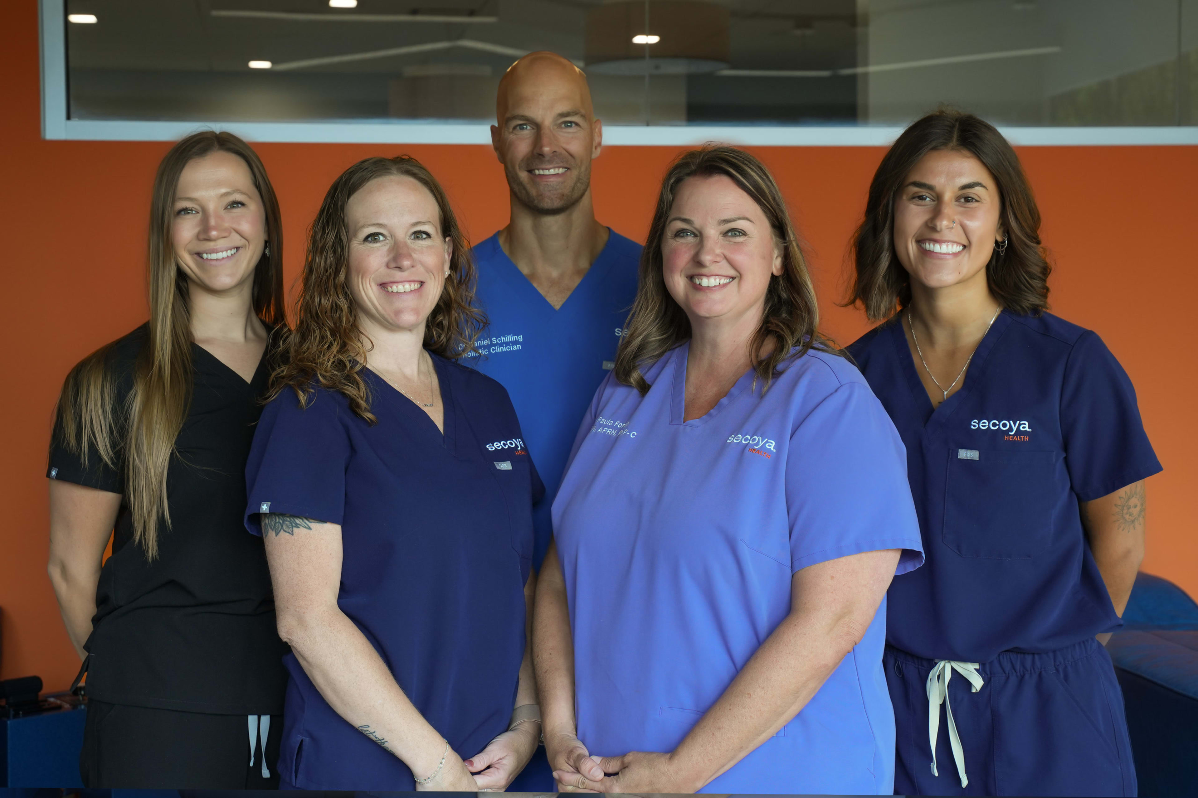 The Secoya Health team standing together in the clinic