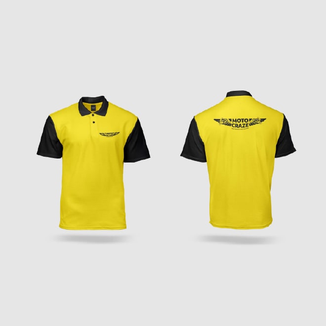 Moto Craze yellow team polo shirts