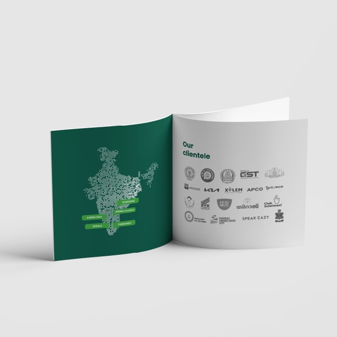 Evergreen company profile brochure with India map cover
