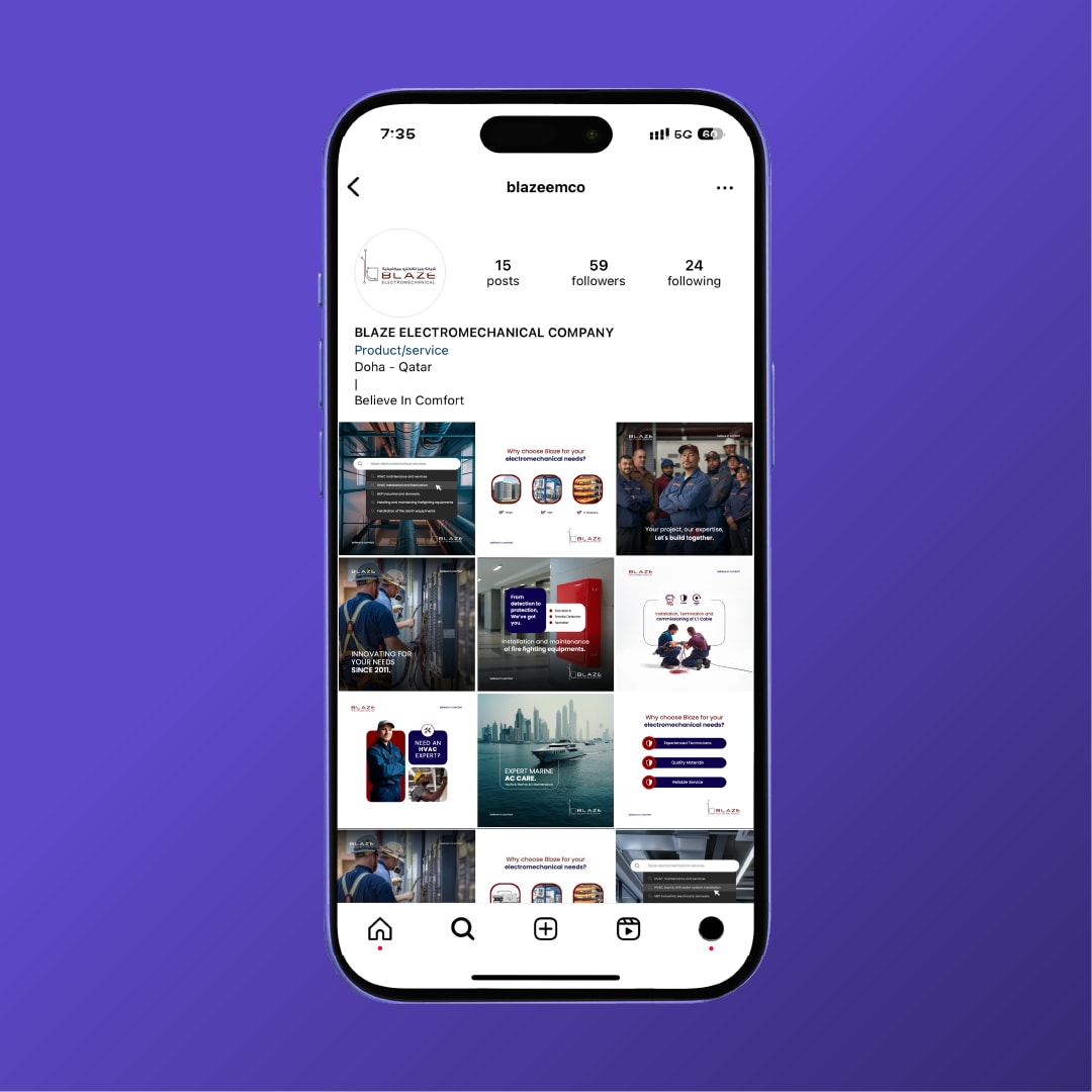 Blaze Electromechanical Instagram profile on iPhone