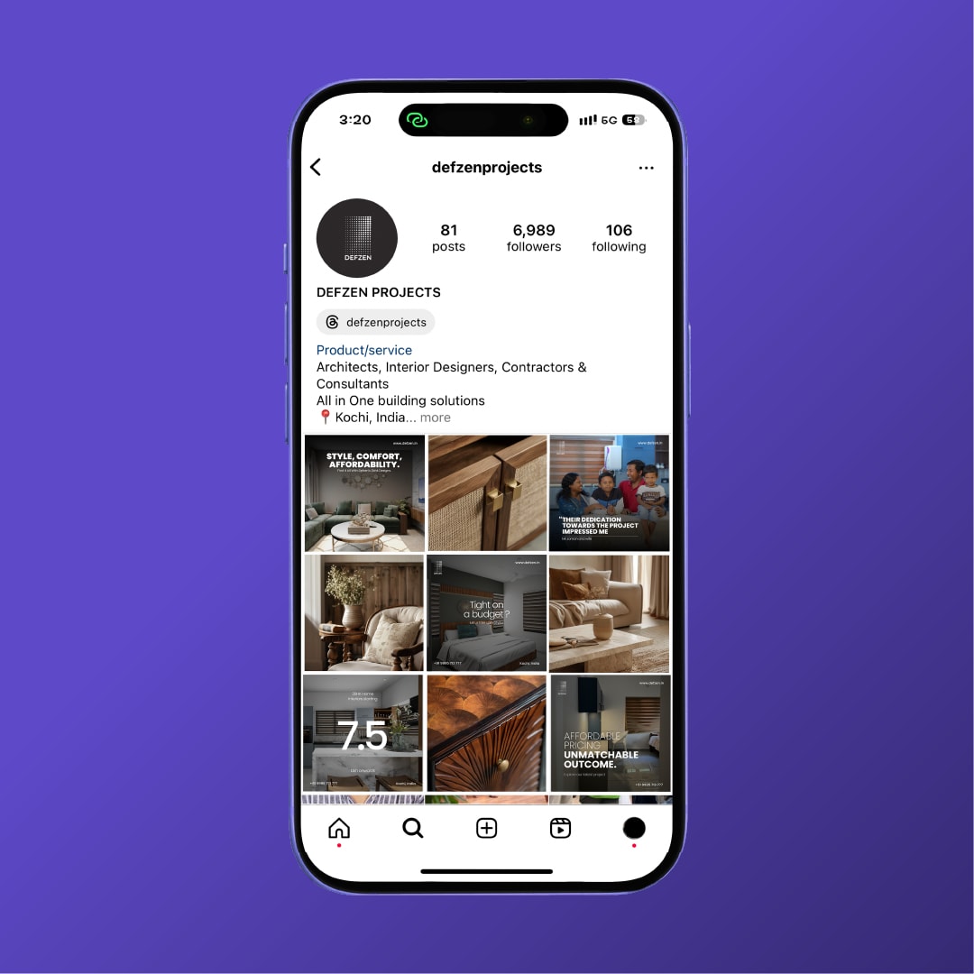 Defzen Instagram profile on iPhone