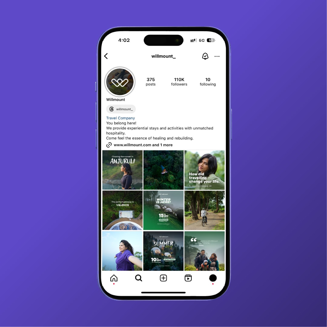 Willmount Instagram profile on iPhone