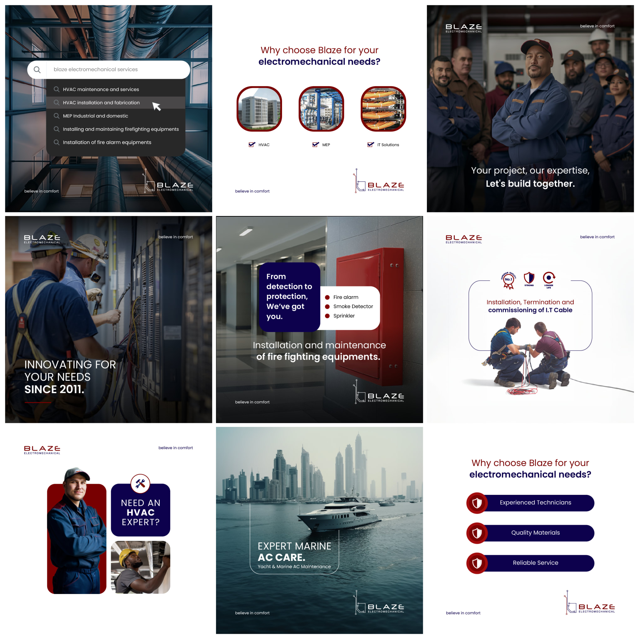 Dark corporate social media post grid