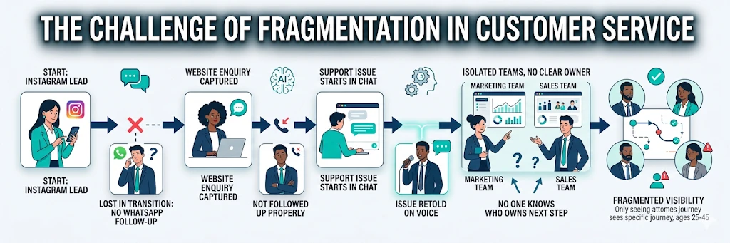 fragmented customer service journey workflow problem
