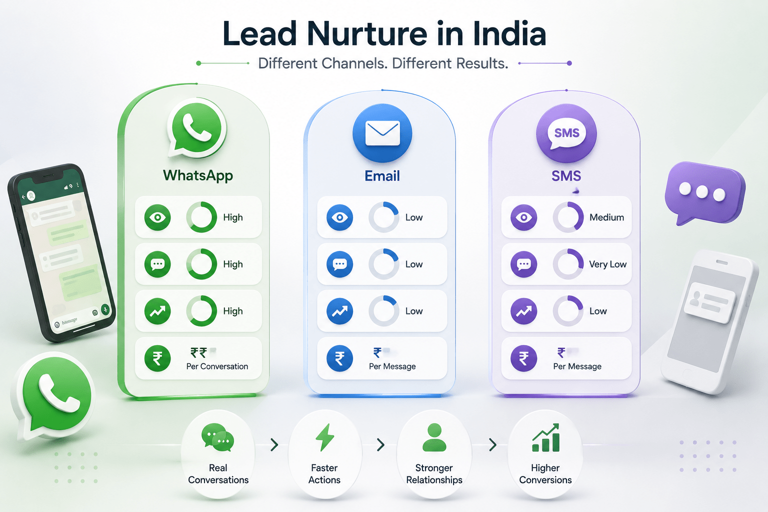 WhatsApp vs Email vs SMS for lead nurture in India