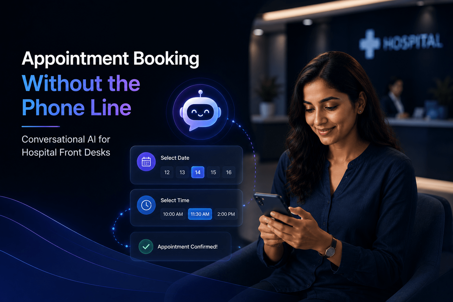 Conversational AI hospital appointment booking banner