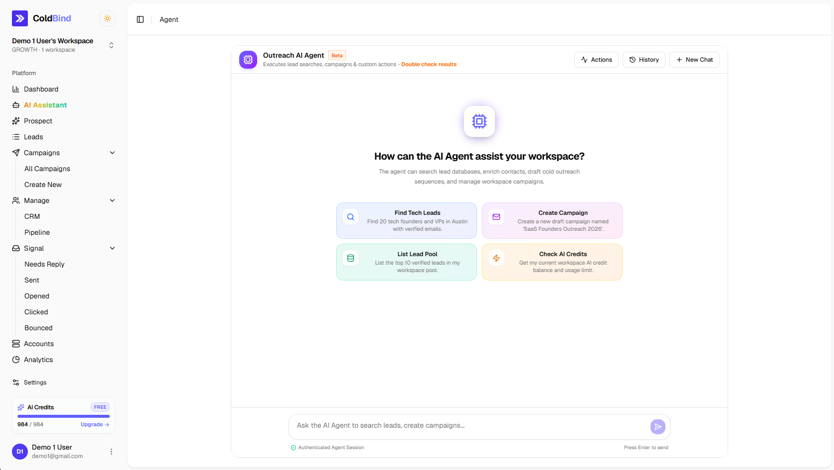 ColdBind interface preview 2