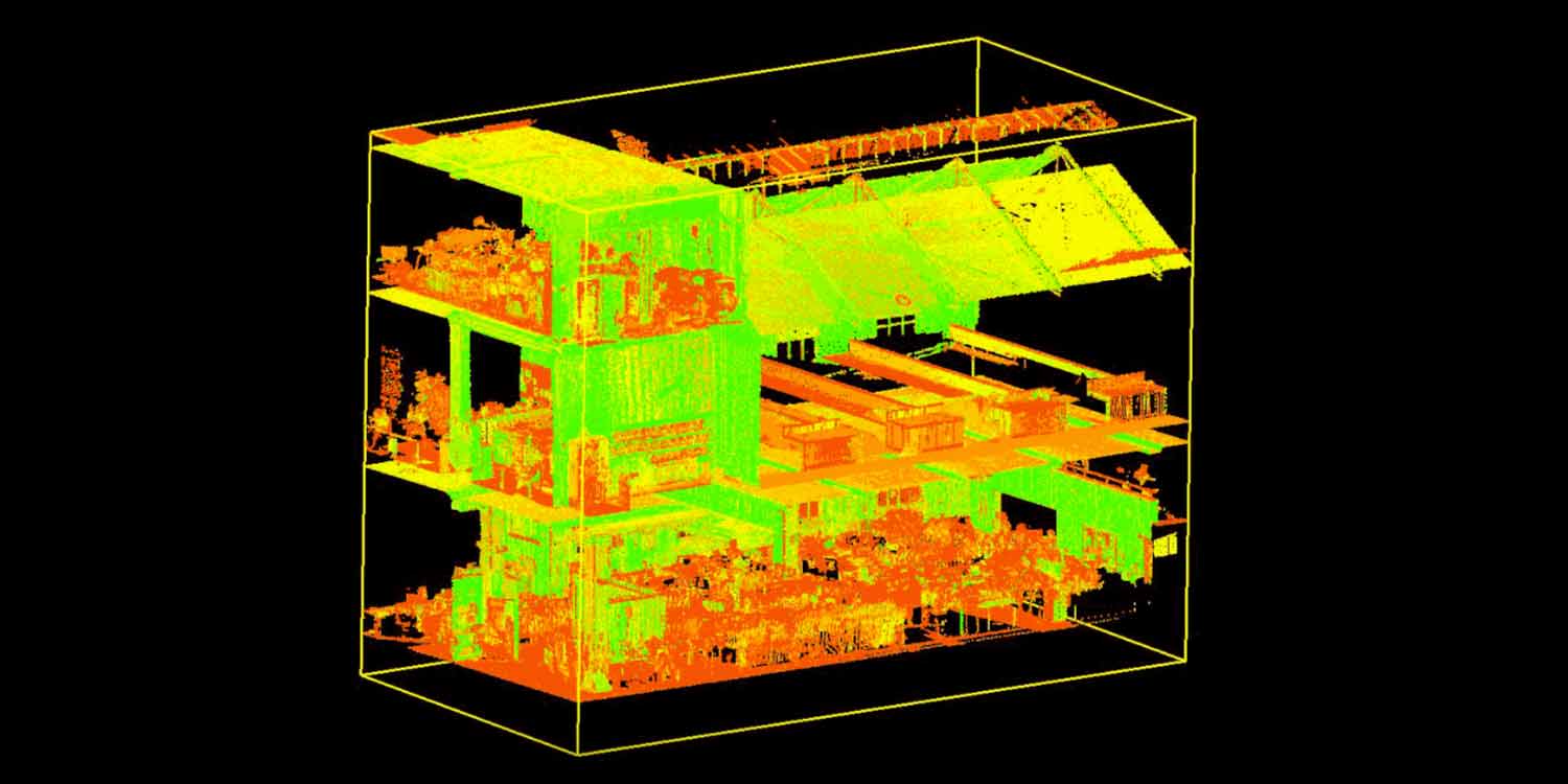 Render of a LIDAR scan of multiple floors