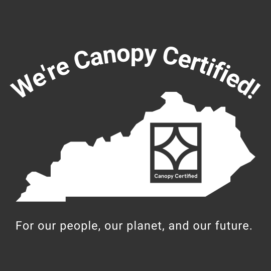 Canopy Certified logo inside an outline of Kentucky