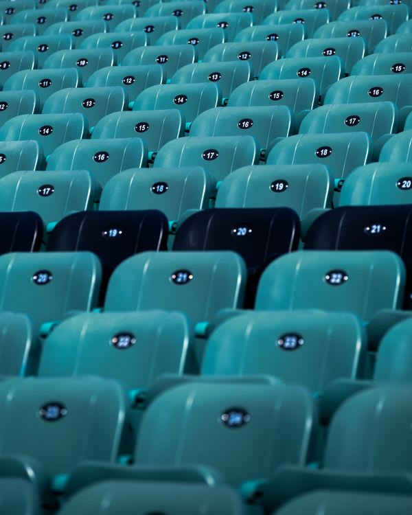 Blue and black stadium seats