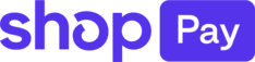 'Shop Pay logo in blue and purple.'