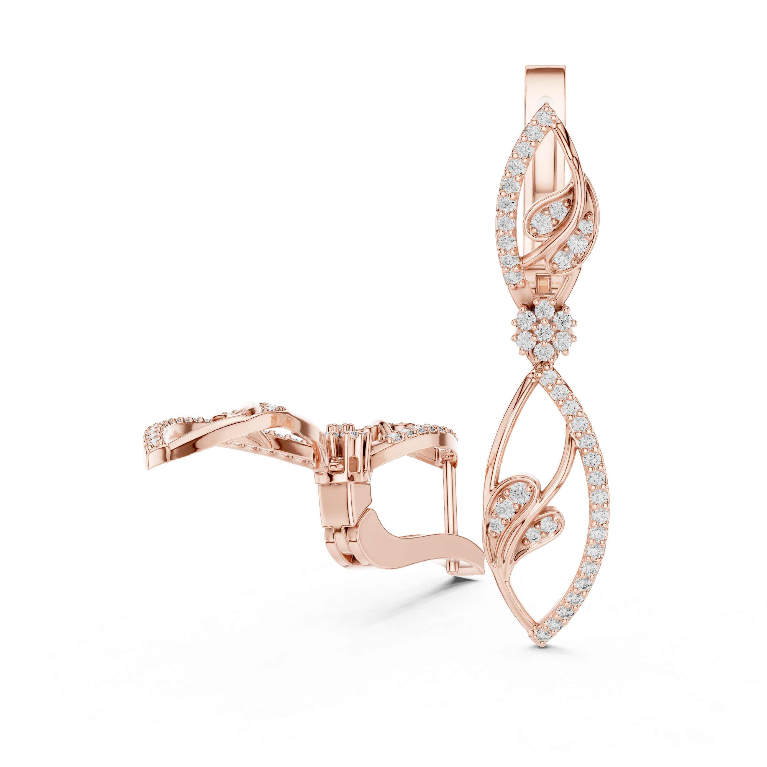 Traditional Two Drop Round Diamond Earring