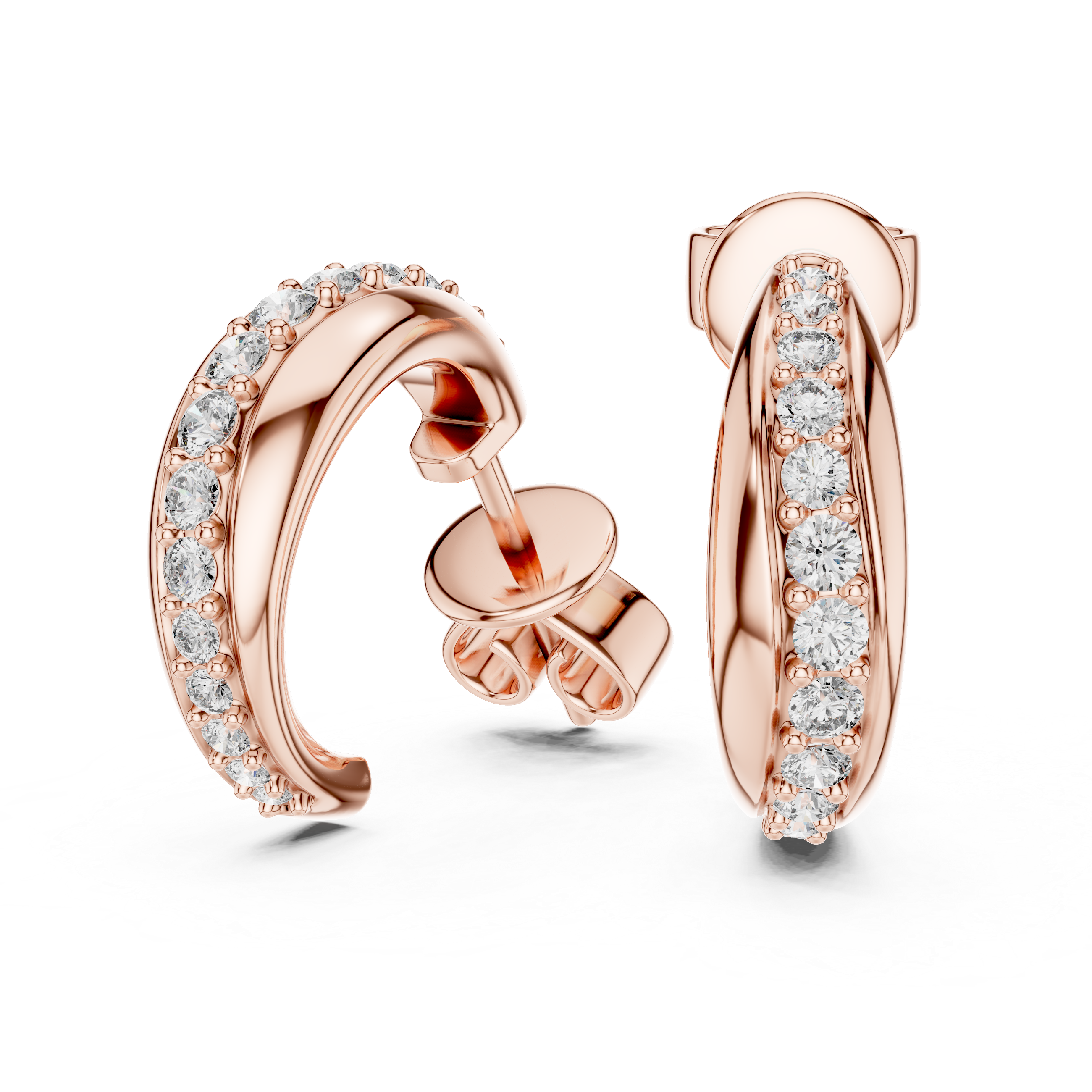 Half-Round WIth ROund Diamond Earring