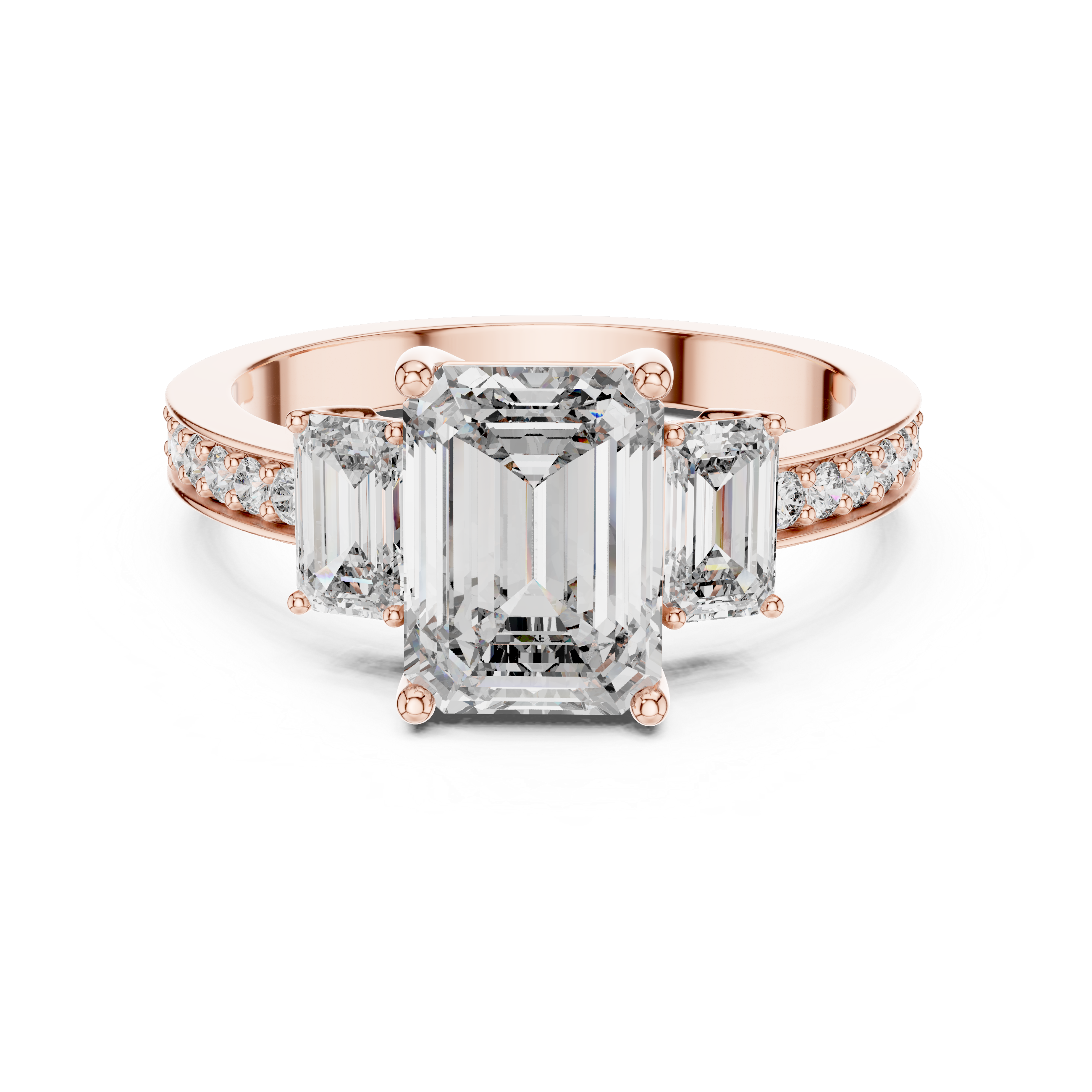 Trilogy Emerald Cut Diamond  Engagement Ring