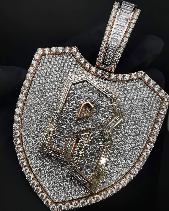 Custom Latter With Baguette Diamond Pendant in Canada