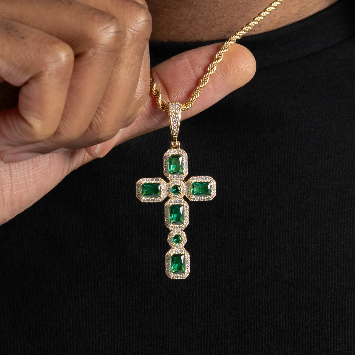 Canary Cluster Cross Pendant Gold in Canada