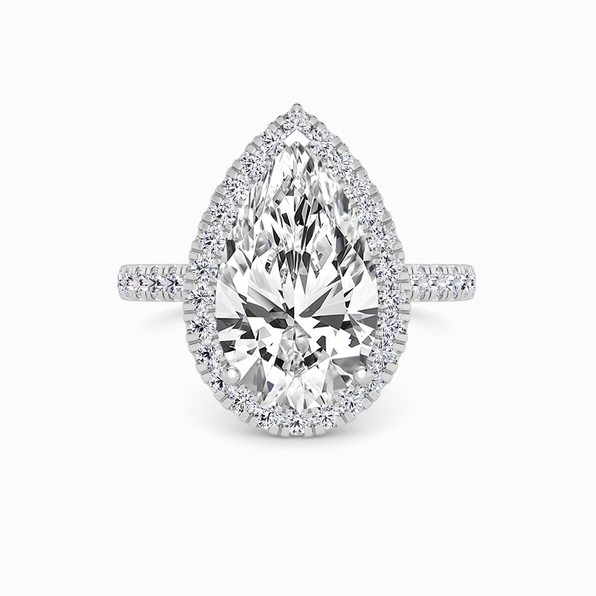 Pear Brilliant Cut Lab Diamond Halo Engagement Ring (Cathedral) (0.50ct+) in Canada