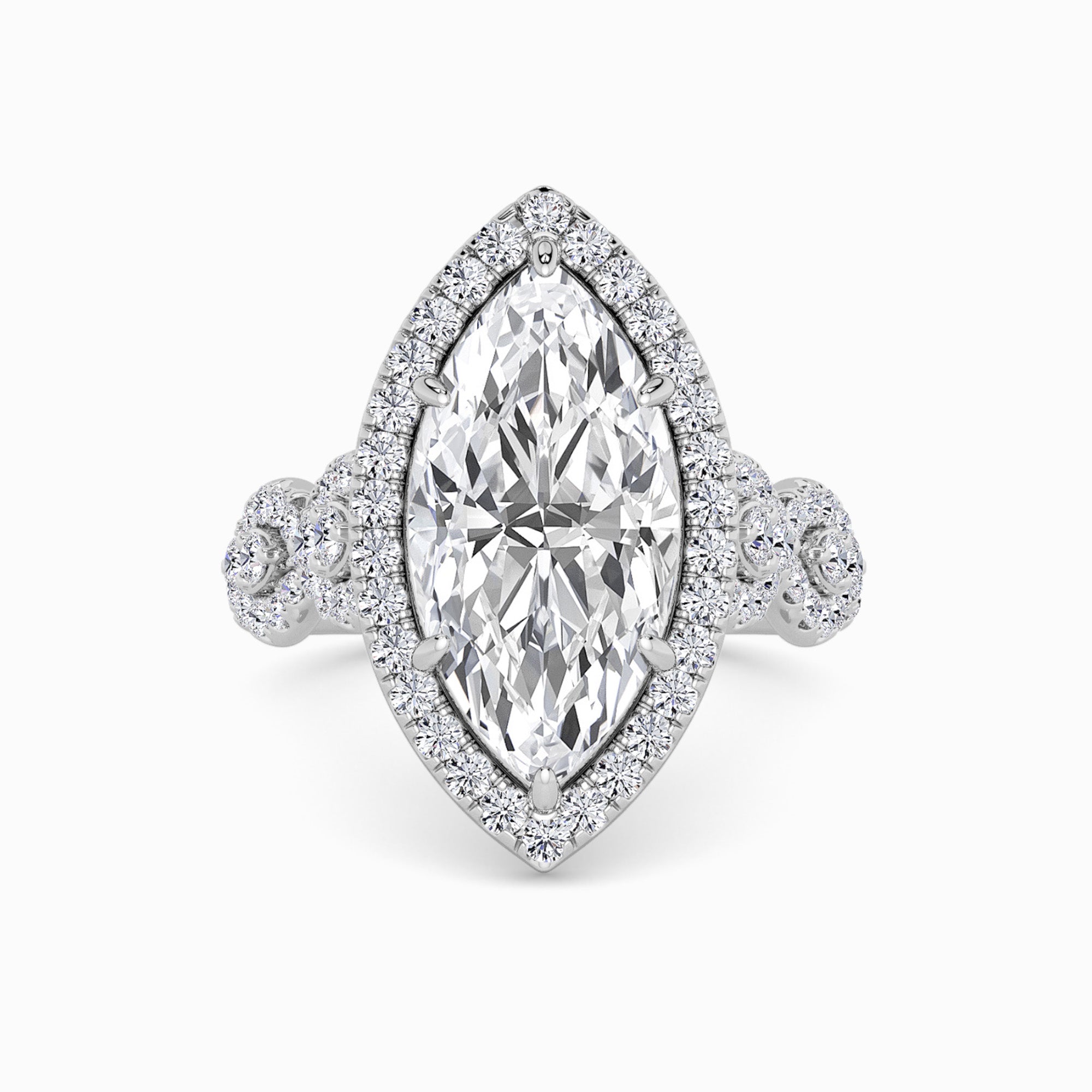 Marquise Brilliant Cut Halo Braided Band Lab Diamond Engagement Ring (1ct+) in Canada