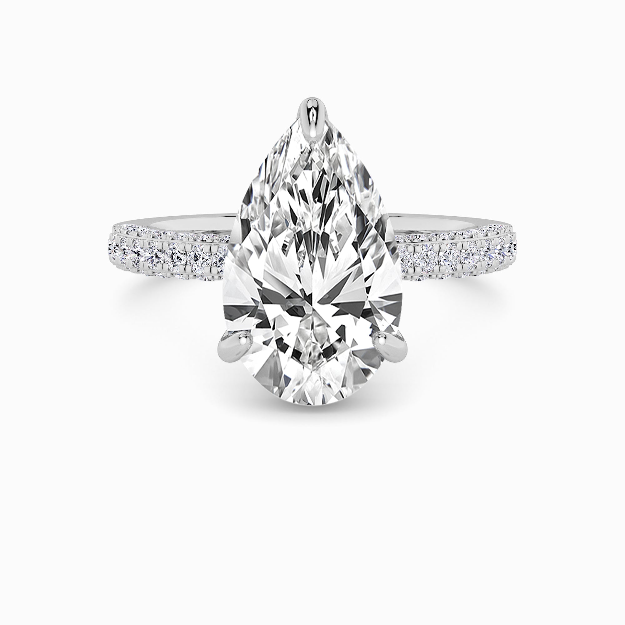 Pear Brilliant Cut 3D Pave Double Hidden Halo Lab Diamond Engagement Ring (1ct+) in Canada