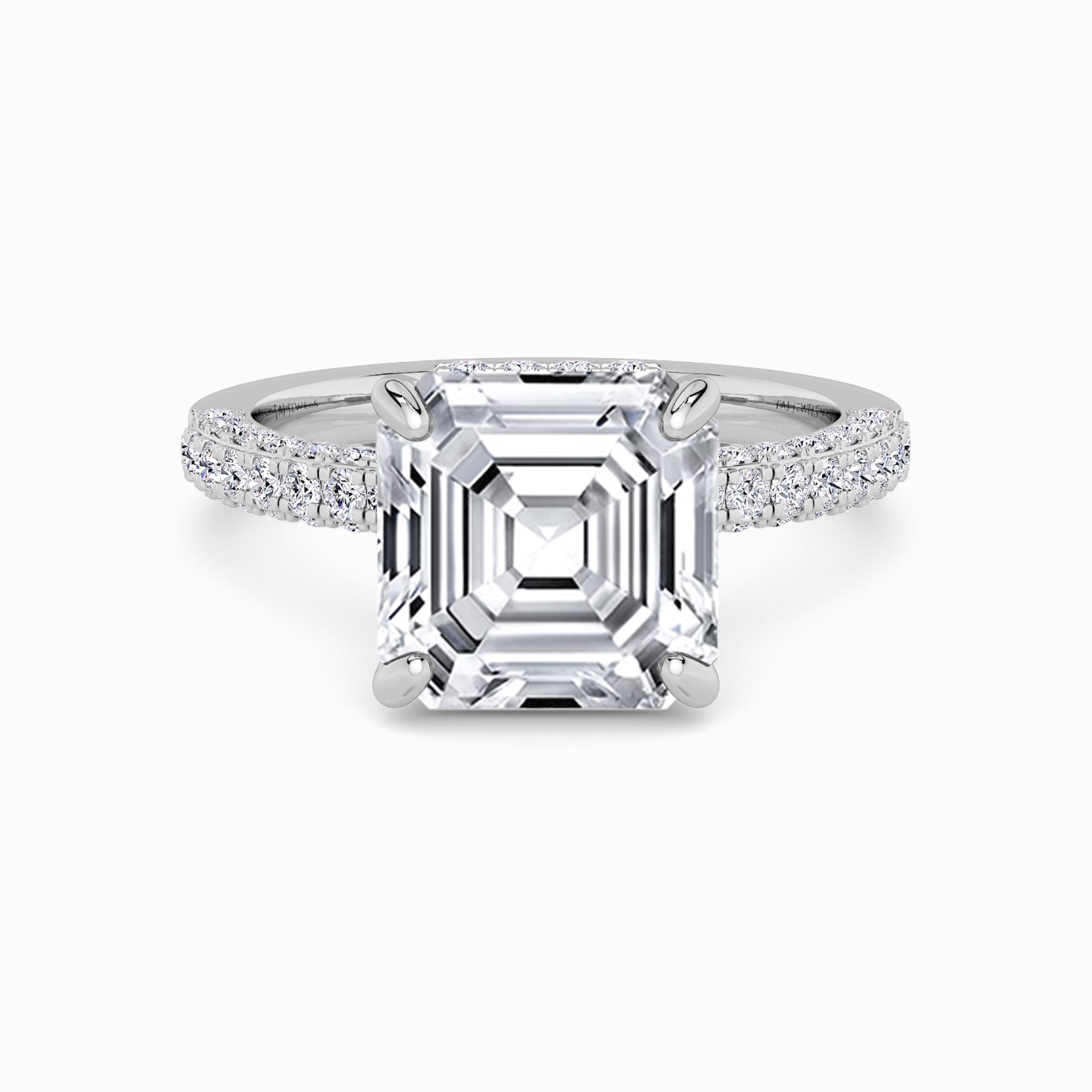 Asscher Cut 3D Pave Double Hidden Halo Lab Diamond Engagement Ring (1ct+) in Canada