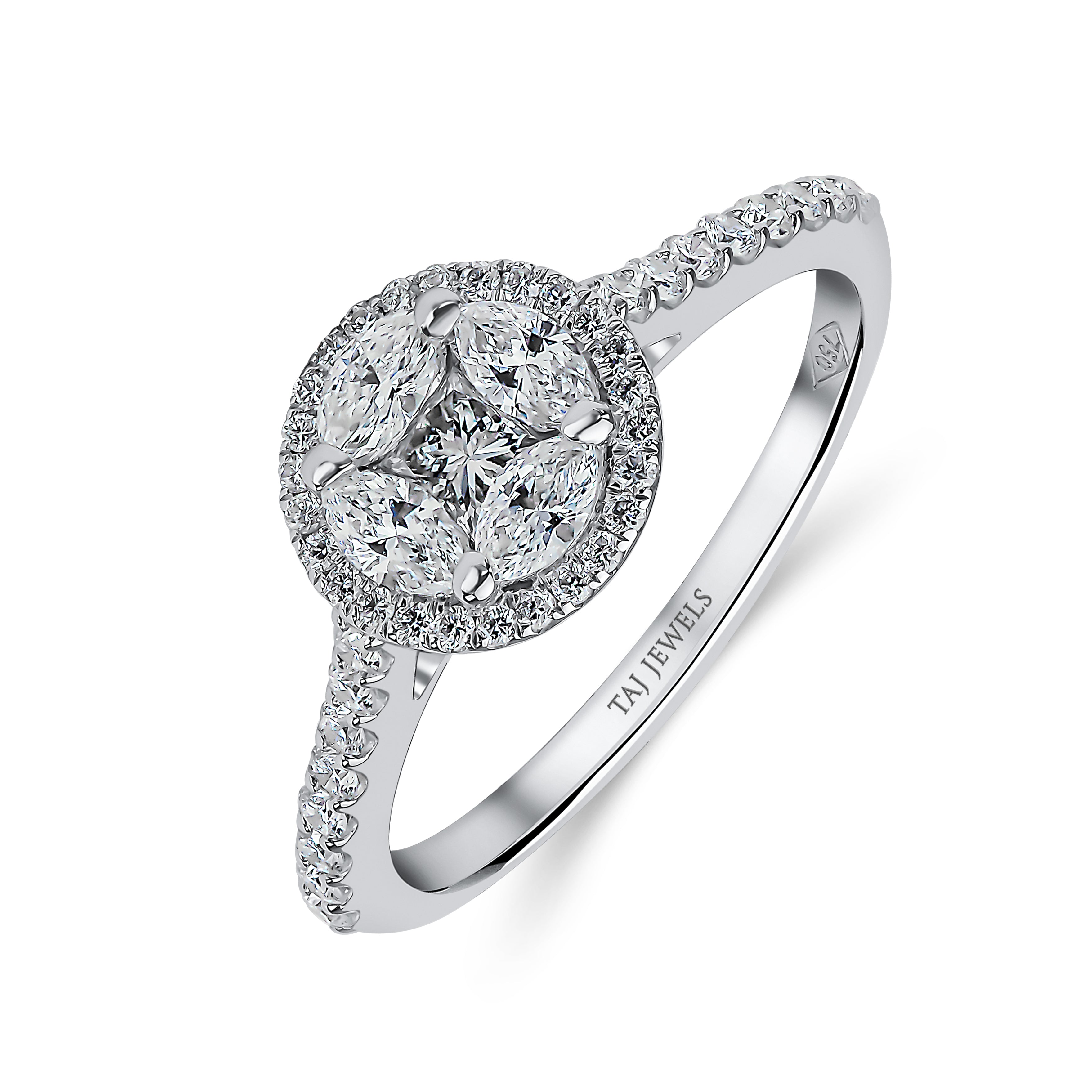 Round Brilliant Cluster Halo Diamond Ring in Canada