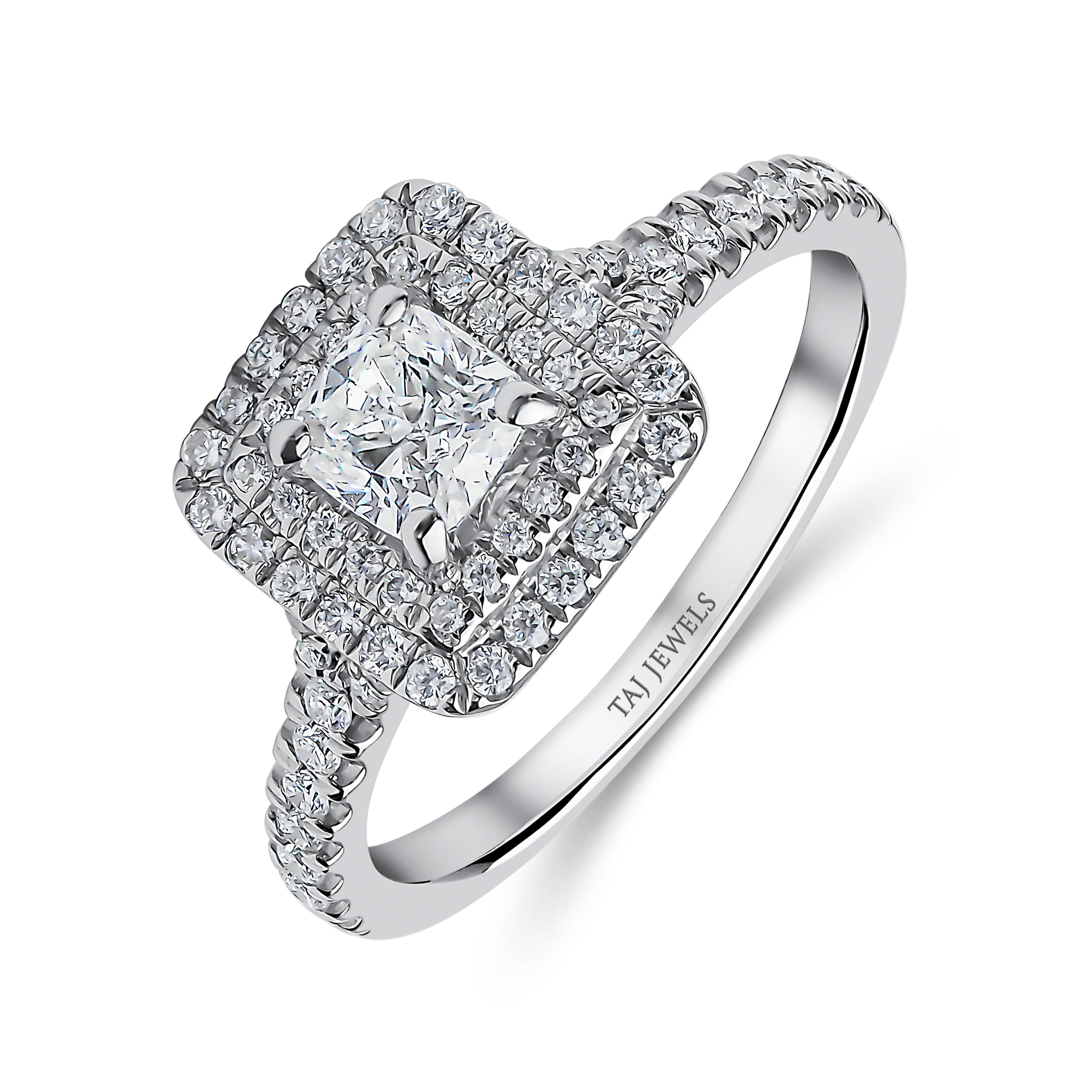 Princess Cut Double Halo Split Shank Diamond Ring in India