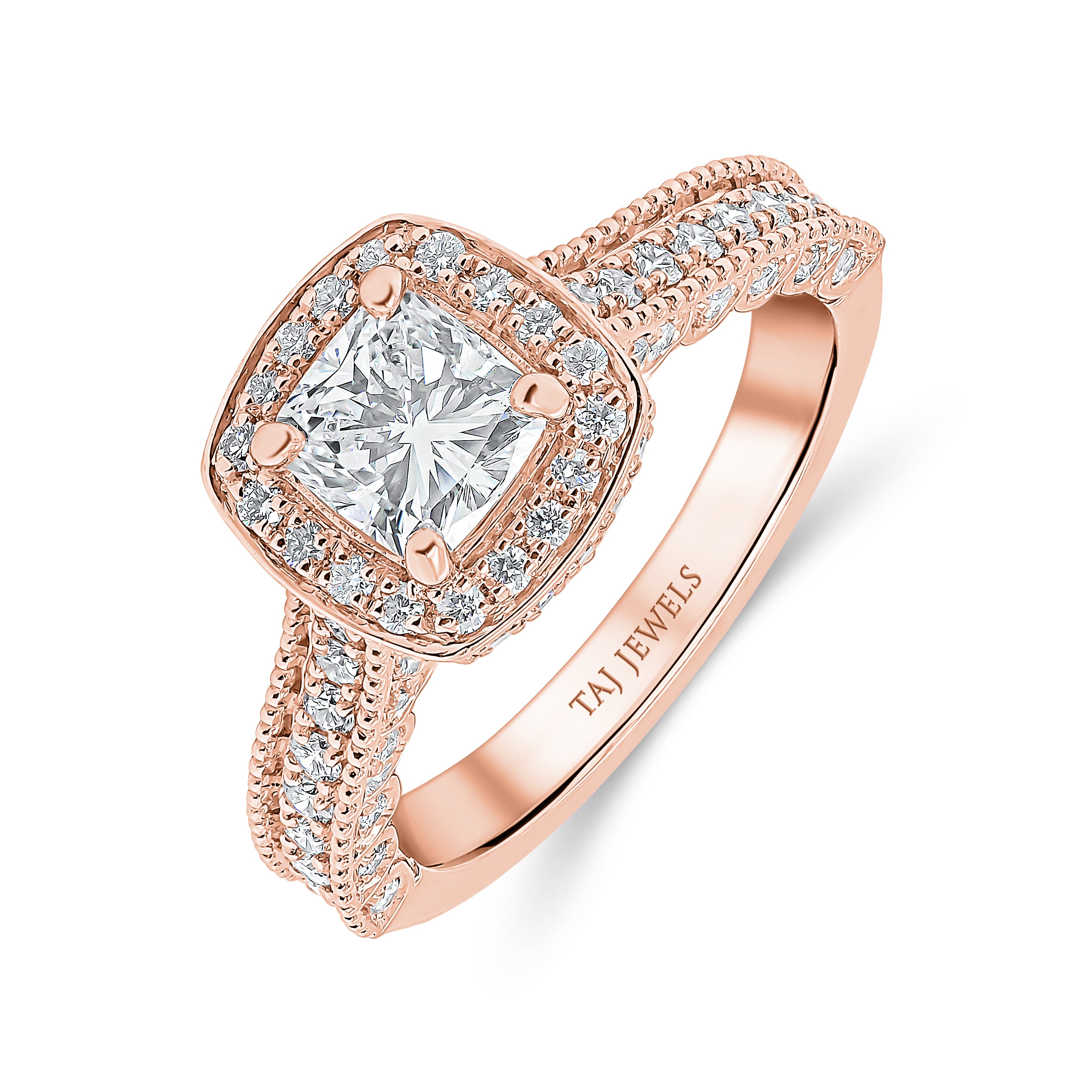 Cushion Cut & Single Halo Diamond Ring in India
