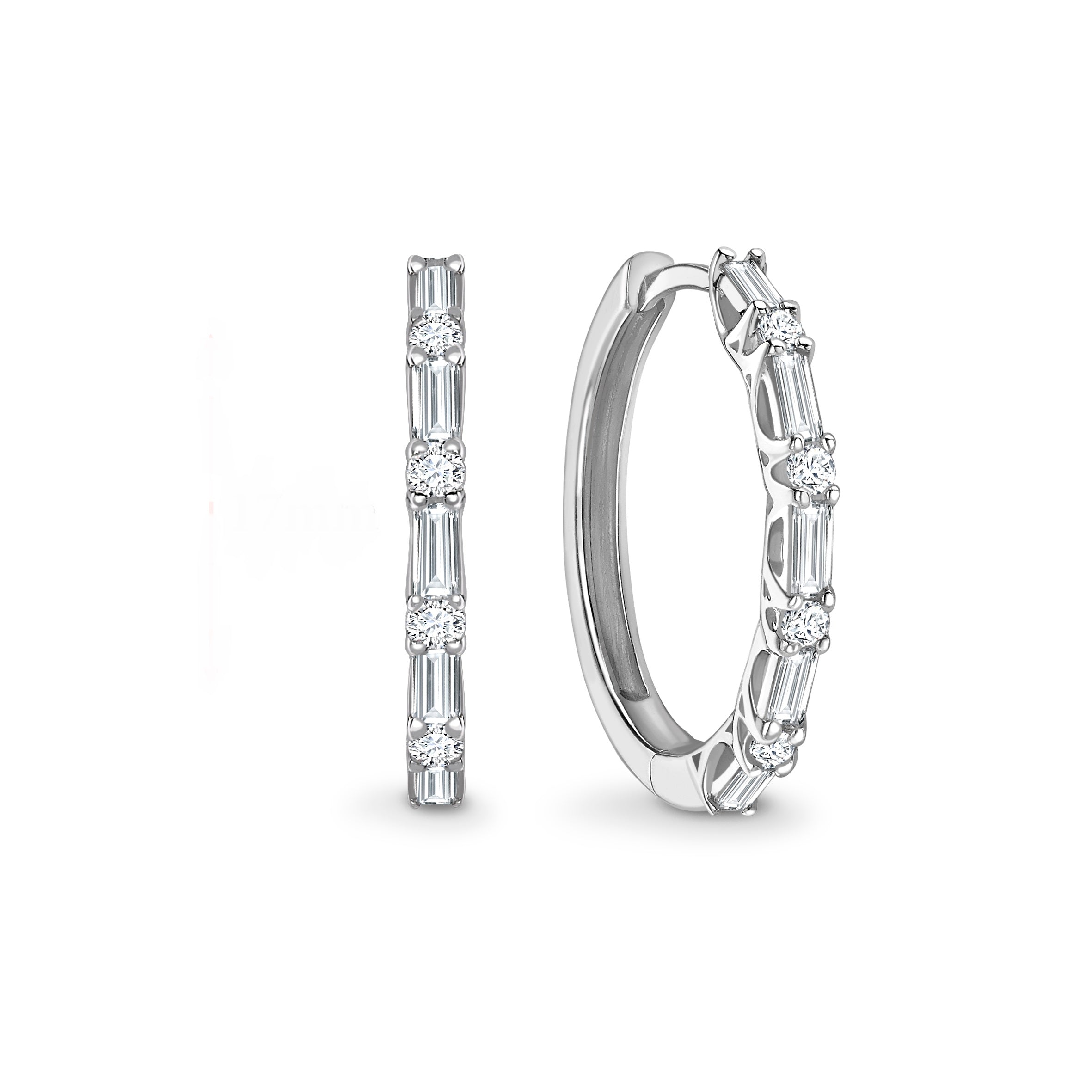 Round & Baguette Diamond Hoop Earrings in Canada